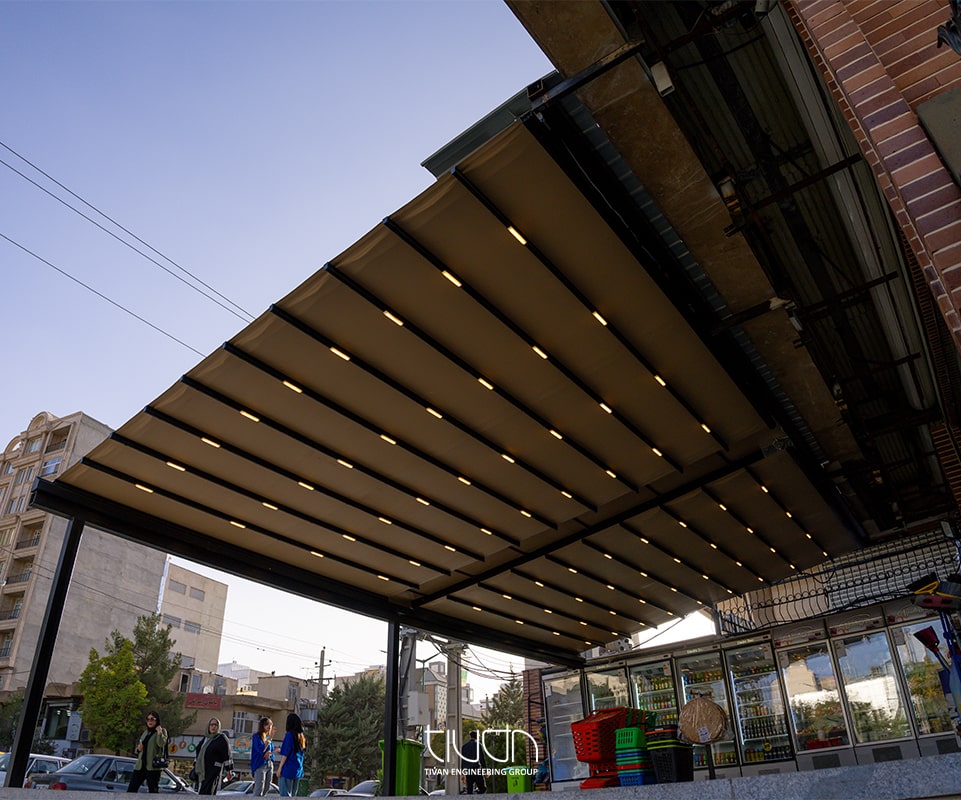 سایبان فروشگاه بسکت مارکت کرمانشاه