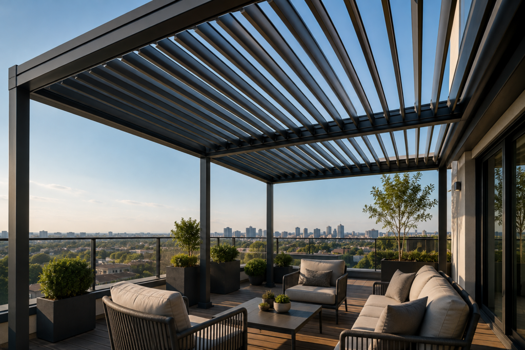 aluminum retractable roof terrace