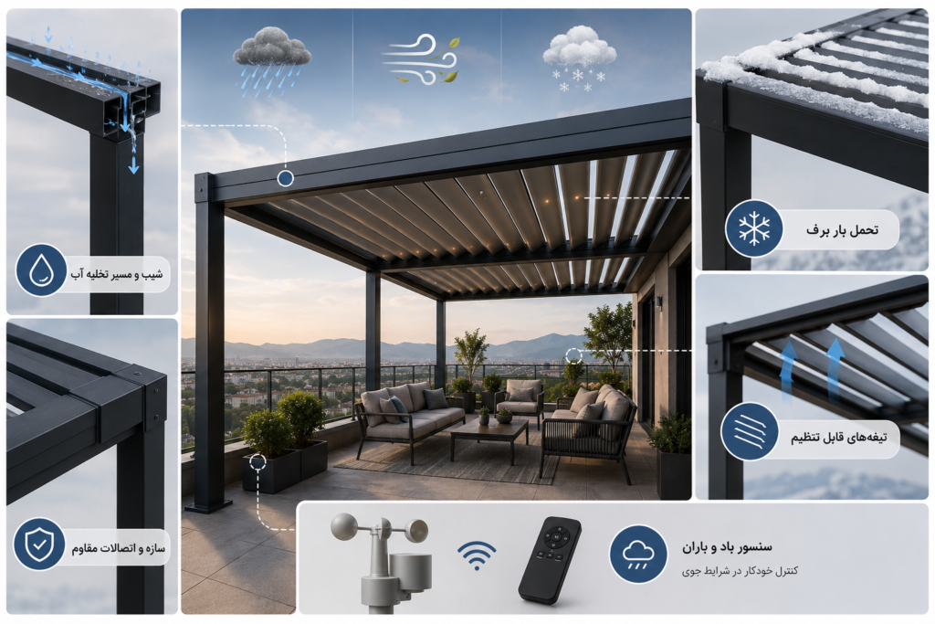 movable terrace roof rain wind snow